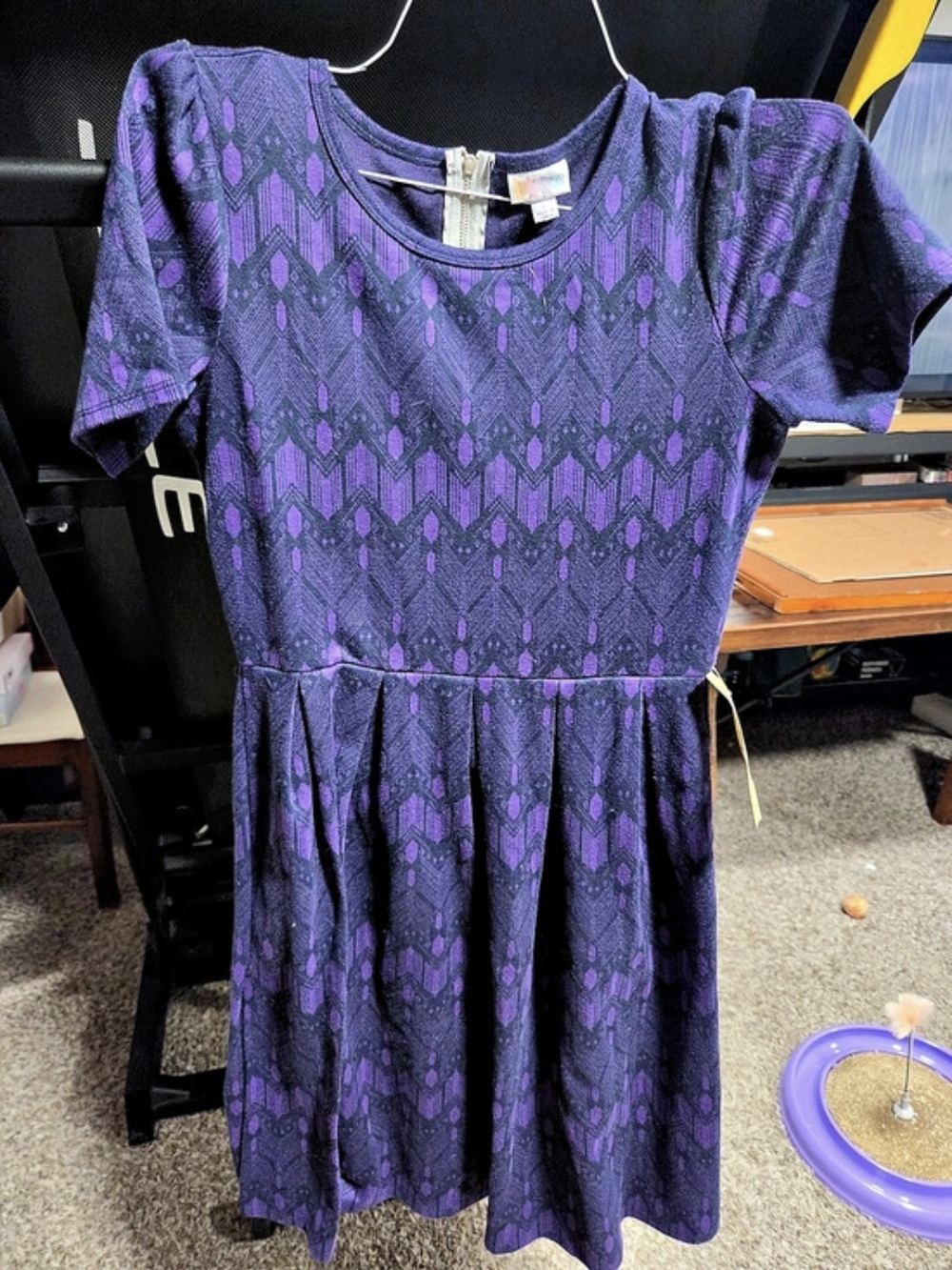 LuLaRoe Amelia Dress Women's Geometric Mini Dress Purple